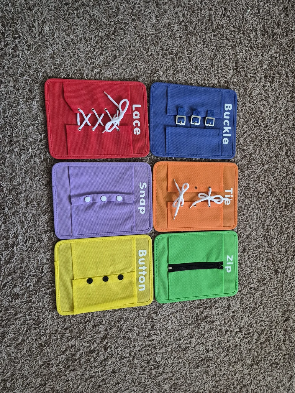 ✨️Colorful✨ Montessori Dressing Skill Set - Lace, Buckle, Tie, Snap, Zip, Button